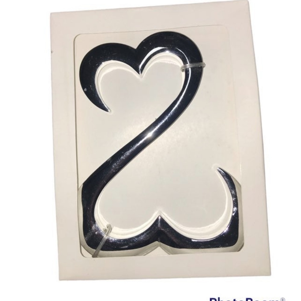 Wedding Cake Topper Silver Hearts